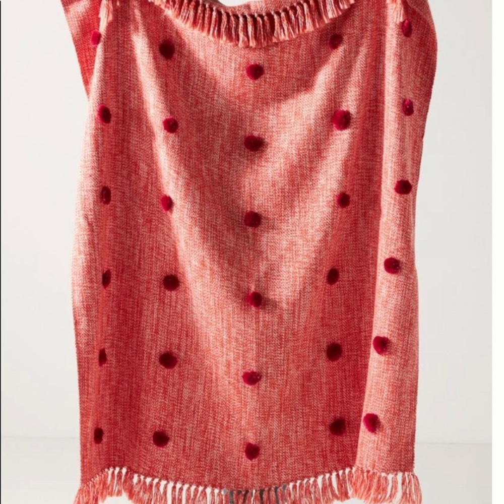Anthropologie Pom Pom throw blanket NWT